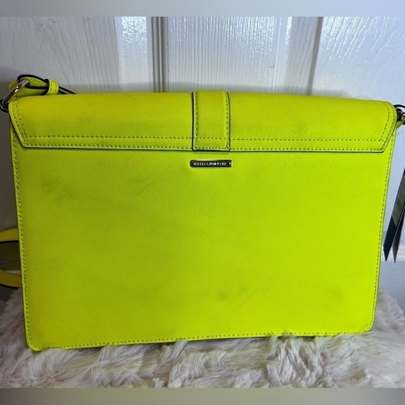 REBECCA MINKOFF HUDSON MOTO LEATHER NEON MARIGOLD BAG - Picture 2 of 16